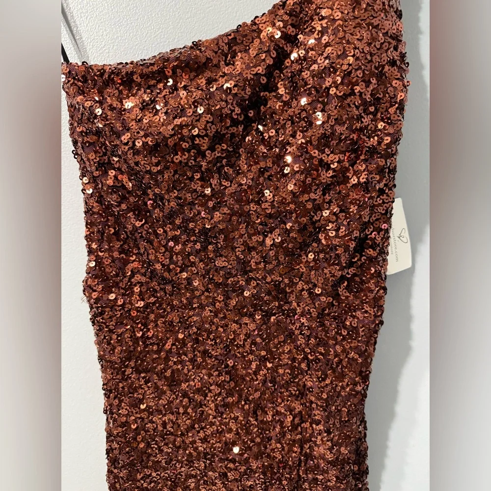 NWT Windsor Lyla Formal Sequined Floor Length Gown in Copper Women’s Size XS‎ - Picture 5 of 12